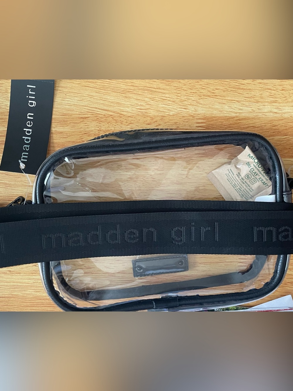 Madden Girl Clear Crossbody with Black Trim and Strap